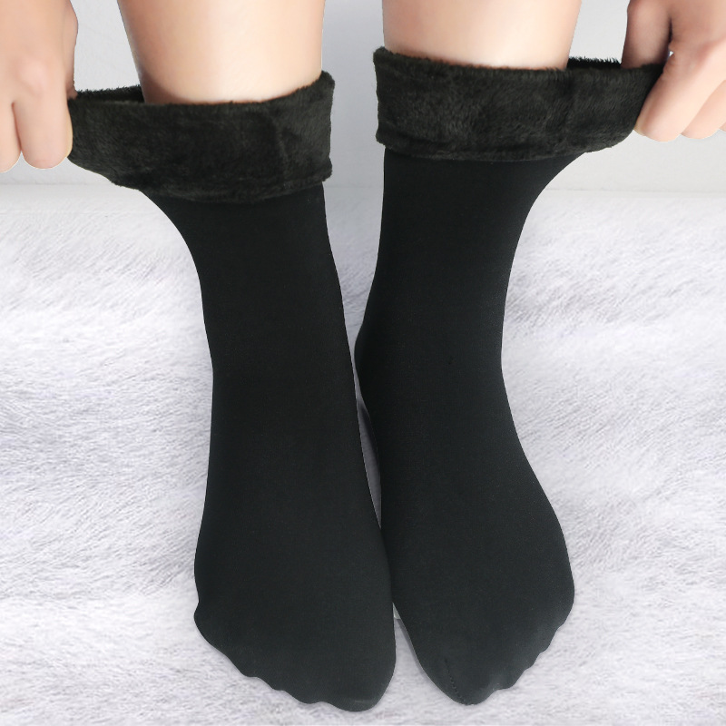 Calcetines de nieve de invierno calcetines de media pantorrilla para adultos calcetines de baile forrados con vellón engrosados calcetines de piso cálidos de color carne resistentes al frío unisex