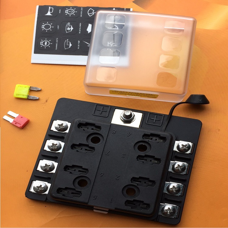 201-08KW 1进8出汽车保险丝盒座装螺丝接线端子款