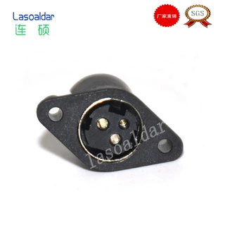 POWER DIN3P菱形母头中定180°度立式带螺丝孔三芯接插件连接器