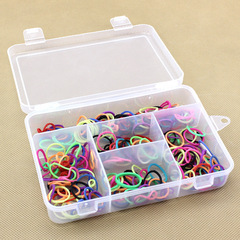 5-compartment fixed-grid plastic box, transparent mobile phone accessories parts storage box with lid, jewelry product packaging box