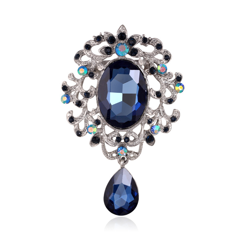 European and American retro crystal brooch fashion pendant Crystal corsage jewelry clothing accessories wholesale