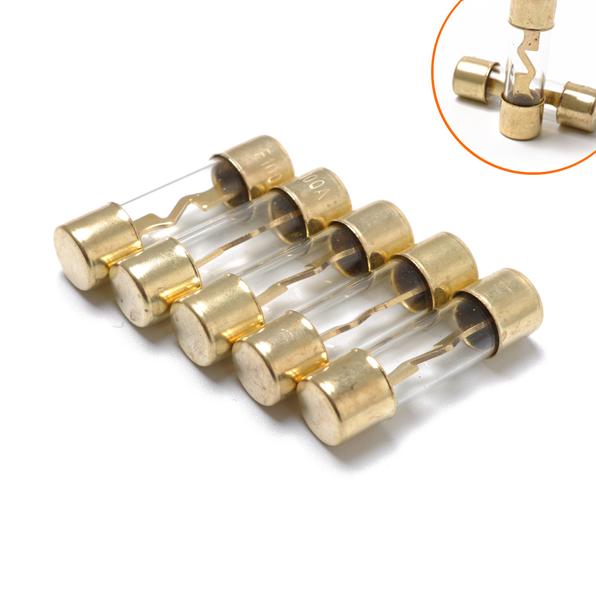 汽车配件1只装 玻璃保险丝管 100A镀金玻璃AGU音响改装保险丝