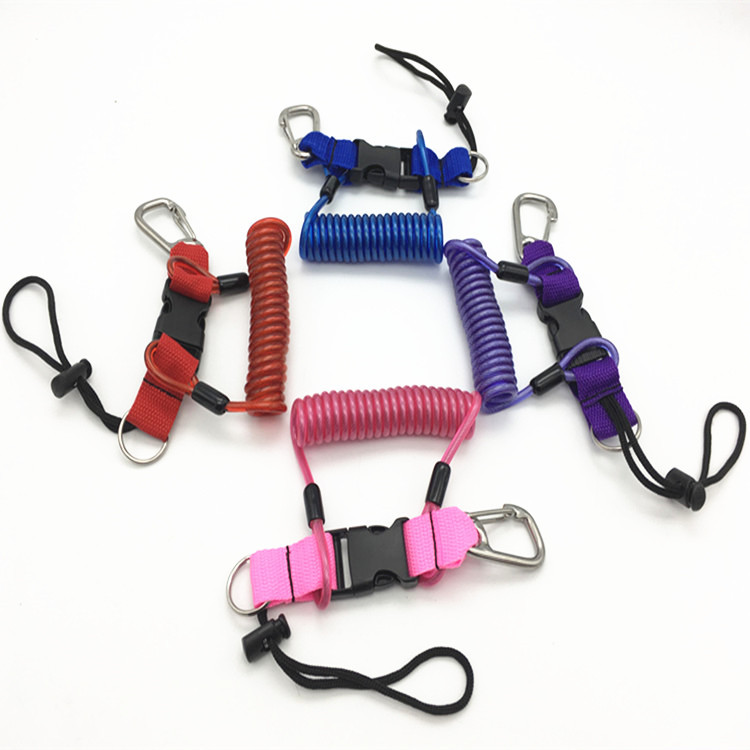 Cuerdas de alambre de acero de resorte de goma, cuerdas de acero TPU de color translúcido, cuerdas de seguridad de resorte de color brillante, cámaras de buceo perdidas