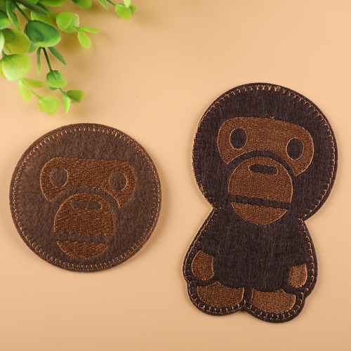 Yixiu computer embroidery chapter brown round monkey embroidery cloth patch clothing decorative patch patch embroidery flower label cartoon embroidery
