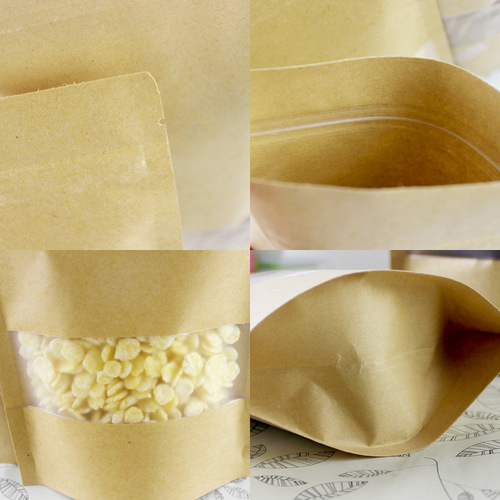 100-Piece Windowed Paper Bags: Food-Grade Kraft Bags with Matte Finish, Stand-Up Design, and Zip-Seal Closure—Perfect for Gift and Food Packaging