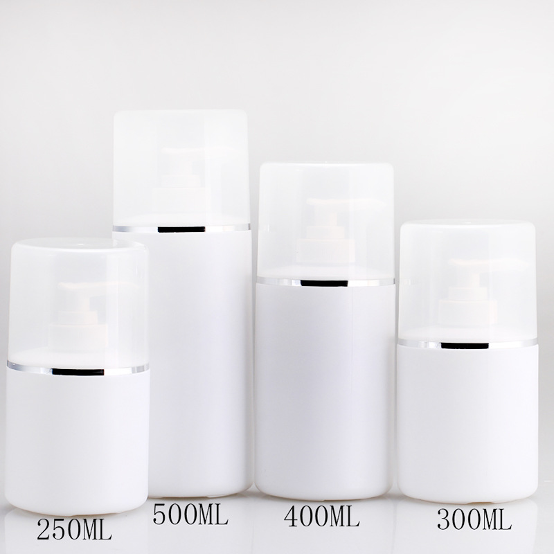 厂家销售300ML院装PE塑料乳液瓶化妆品包装空瓶鸭嘴按压瓶保湿