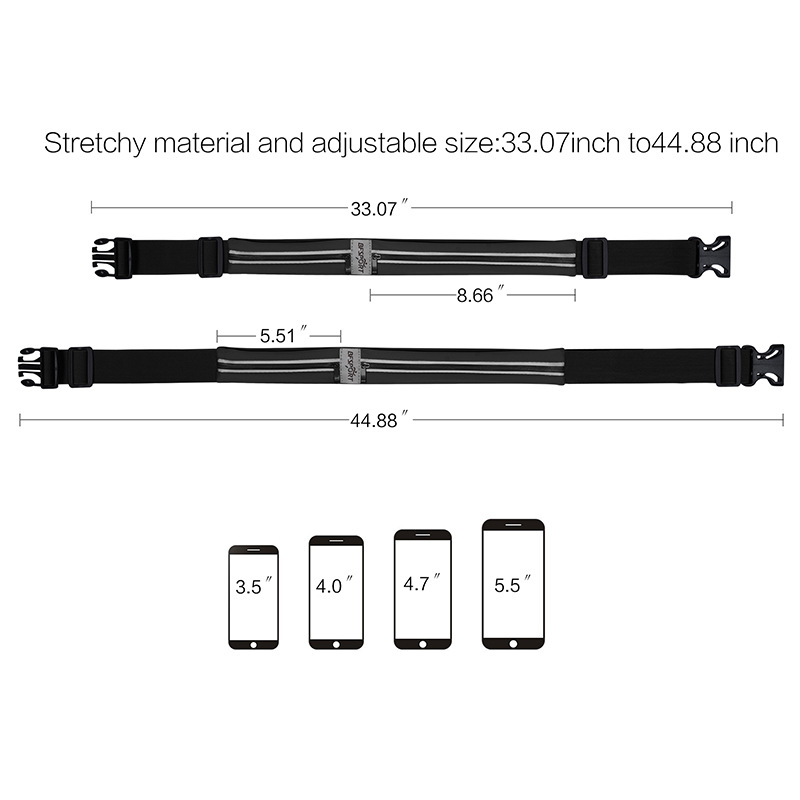 Nuevo al aire libre fitness deportes DOBLE BOCA cintura bolsa lycra cinturón moda impermeable corriendo táctica cintura bolsa en stock al por mayor