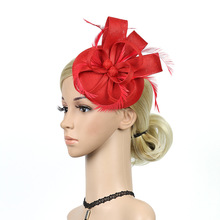 欧美仿亚麻头饰赛马节舞会羽毛发夹发饰工厂直销亚马逊热卖