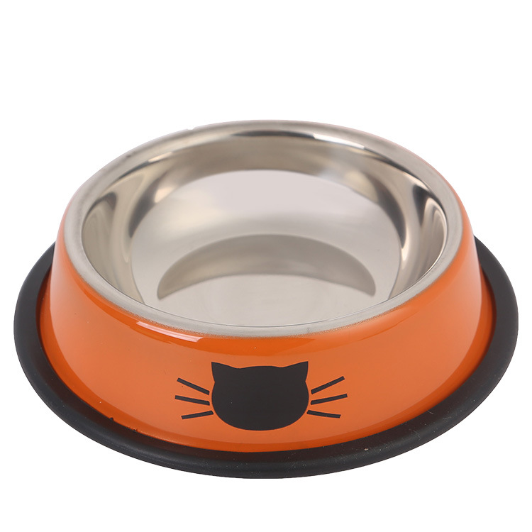 Amazon de color caliente de acero inoxidable para mascotas gato tazón para mascotas tazón redondo gato tazón de comida para mascotas perro tazón