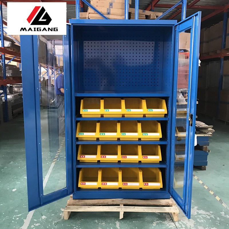 麦冈亚克力门板双开门重型工具置物柜可配零件盒多层五金工具柜