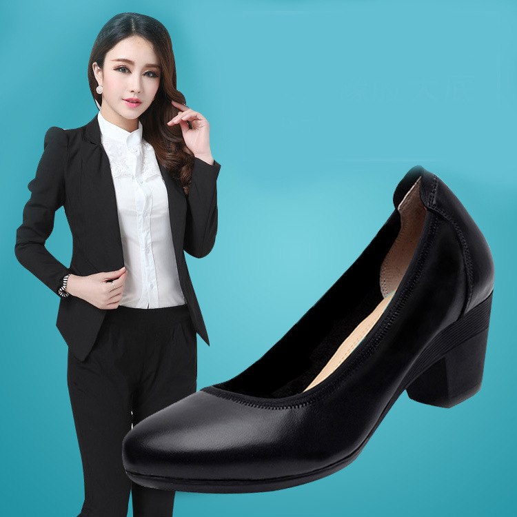 Work Shoes for Women, Black Mid-Heel Single Shoes, Women's Ol Professional High-Heeled Shoes, Thick Heel, Soft Sole, Office Shoes, Large Size Women's Shoes, Versatile Work Shoes for Women, Black Mid-Heel Single Shoes, Women's Ol Professional High-Heeled Shoes, Thick Heel, Soft Sole, Office Shoes, Large Size Women's Shoes, Versatile