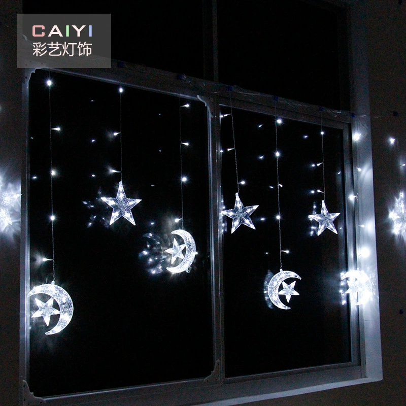 LED Christmas Cloth Lights, Star & Moon Hanging, Warm/White, USB/Battery/Plug, Remote Options