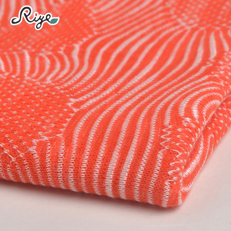 素色几何花纹面料条纹单面提花布镂空针织面料