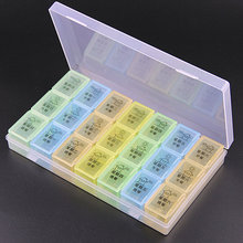星期分装药盒大容量21格收纳盒便携式药品装药丸盒元件盒818彩色