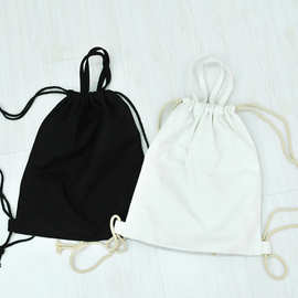 手工纯棉帆布背包双肩抽绳空白纯色可印logo可手绘后背束口袋女包