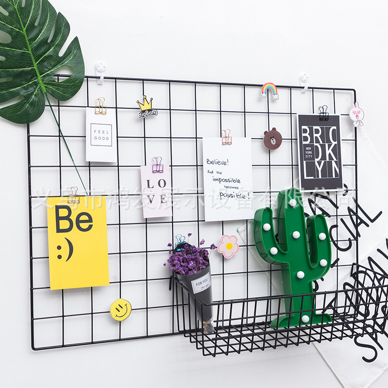 Rejilla de hierro decorativa estilo INS pared para fotos decoración creativa escolar malla con recubrimiento plástico y soldadura eléctrica