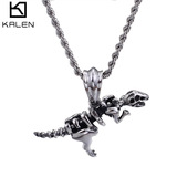 Динозавр из нержавеющей стали, скелет, подвеска, ожерелье, аксессуар, новая коллекция