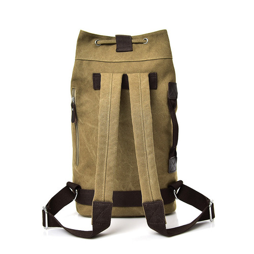 Fashionable canvas sports backpack, barrel bag, travel computer backpack, men's bag, casual travel school bag, unisex