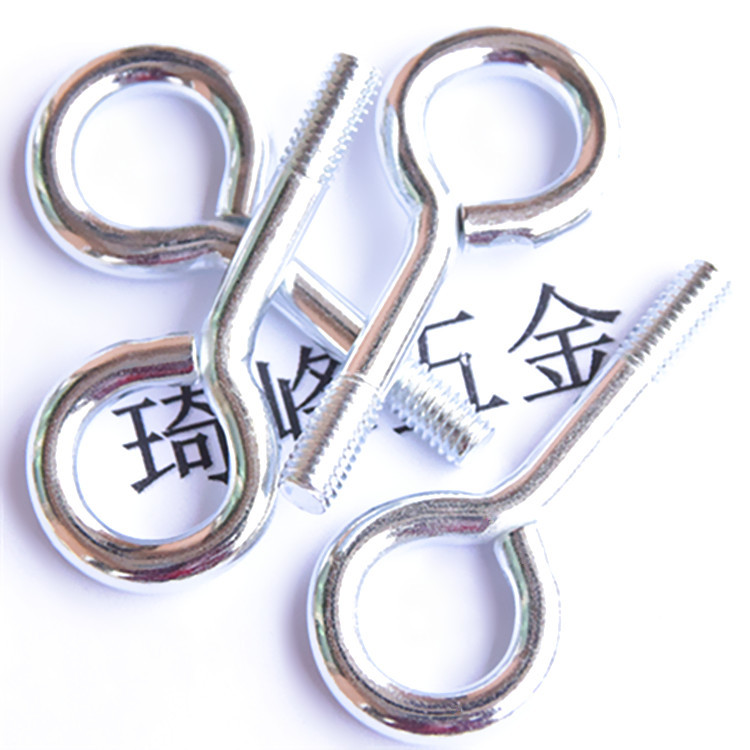 羊眼机螺钉M6*12*55厂家直供圆圈带钩螺栓铁质白锌吊环勾