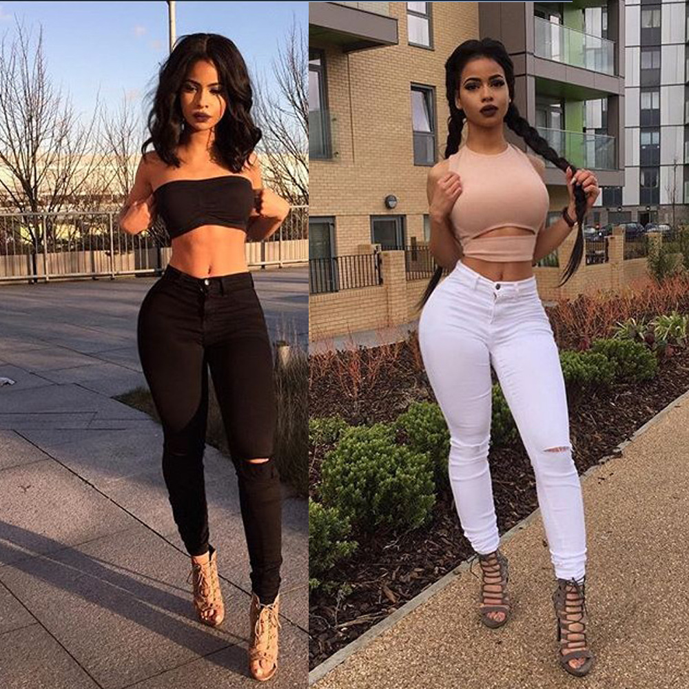 2023 transfronteriza europea y americana buena tela pantalones pitillo Amazon eBay AliExpress nuevas mujeres denim en stock venta al por mayor image 4