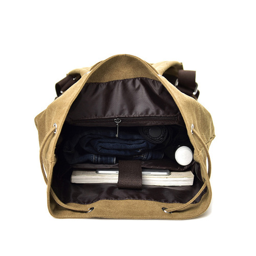 Fashionable canvas sports backpack, barrel bag, travel computer backpack, men's bag, casual travel school bag, unisex