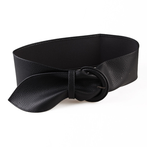 Cross-border wholesale retro fashion wide belt for women simple versatile coat belt accessories pin buckle decorative waistband black