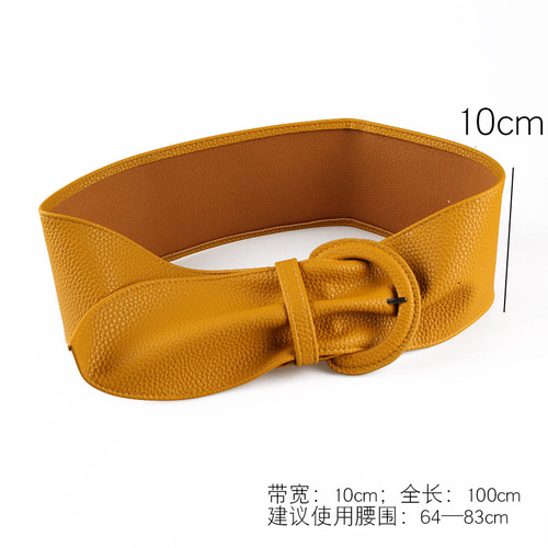 Cross-border wholesale retro fashion wide belt for women simple versatile coat belt accessories pin buckle decorative waistband black
