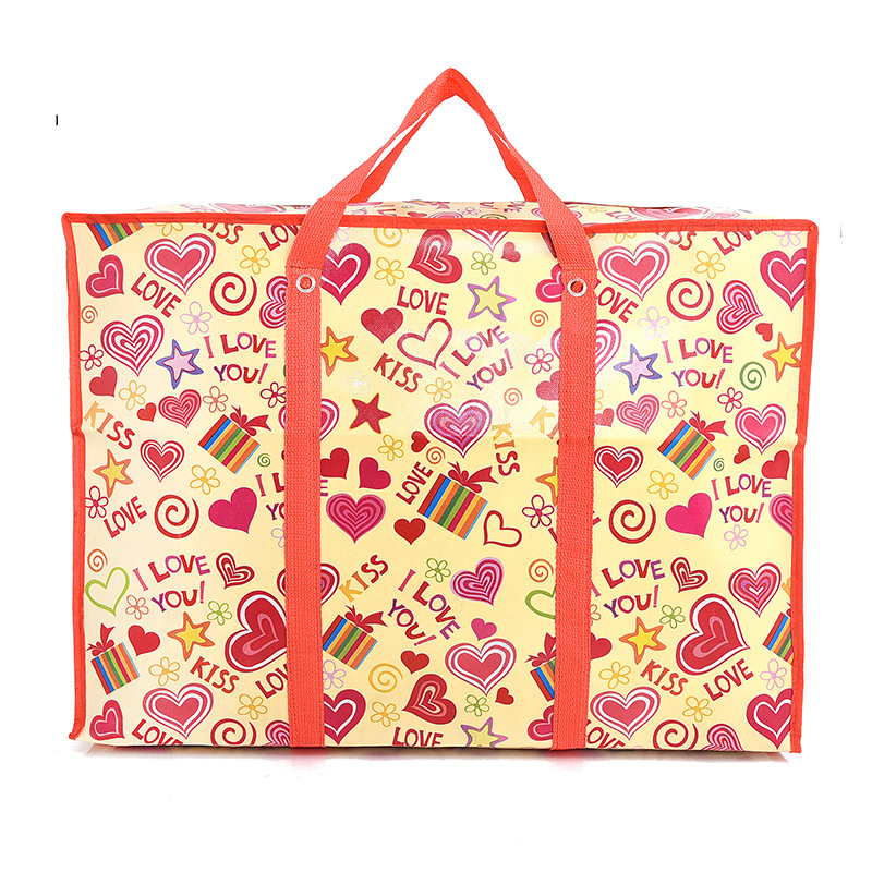 厂家批发180克铆钉加固防水印花收纳袋 卡通可爱行李包 无纺布袋