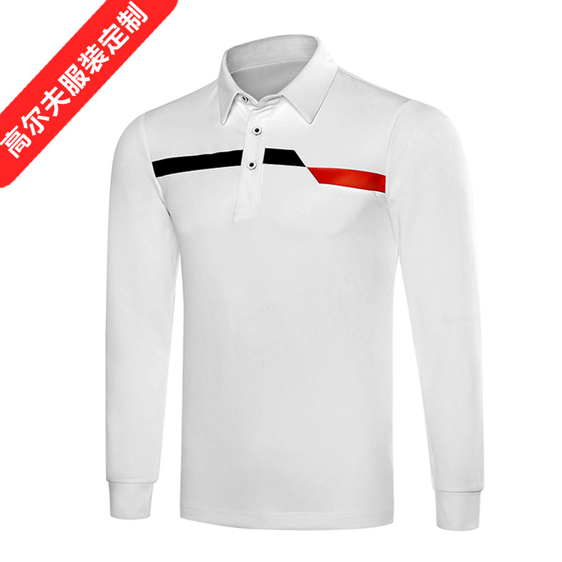 New golf men's lapel long-sleeved polo shirt breathable wicking quick-drying sports jersey logo printable