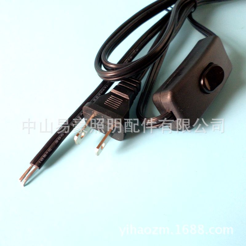 美规扁插电源线303开关电源线电源线美规插303开关电源线大小片插