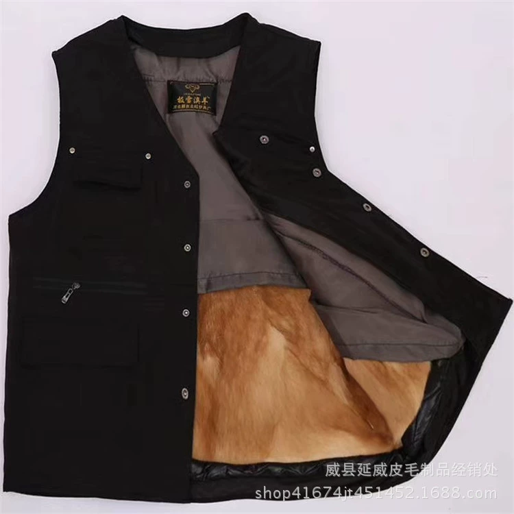 Оптовая продажа от производителя: универсальный жилет из кожи и меха с меховой подкладкой, теплый и морозостойкий для зимы, со съемной подкладкой.
