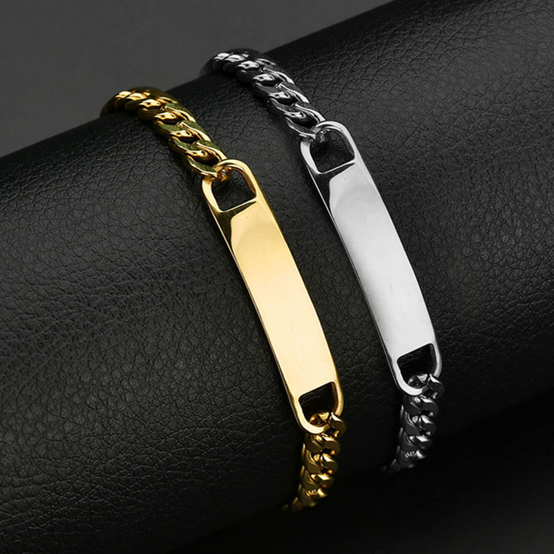 Factory Direct Sales Stainless Steel Men's Bracelet Korean Style Handmade Exquisite Curved Plate Trendy Jewelry Source of Supply with Engraving DIY Factory Direct Sales Stainless Steel Men's Bracelet Korean Style Handmade Exquisite Curved Plate Trendy Jewelry Source of Supply with Engraving DIY