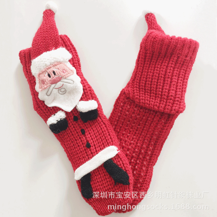 Acrylic indoor floor socks Christmas doll socks 3D cartoon floor socks warm wool acrylic socks manufacturers