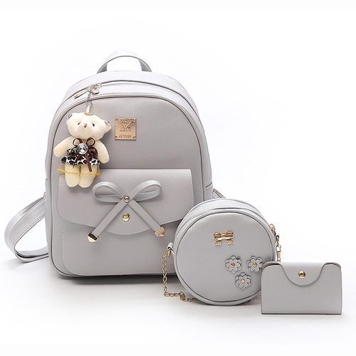 Bag 2024 New Butterfly Bow Mother and Daughter Bag Korean Version PU Dual Shoulder Bag for Women Three-Piece Set Multifunctional Student Bag