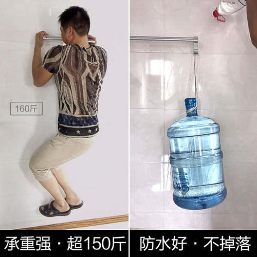 No punching space aluminum towel rack bathroom bathroom double pole towel hanging rod to dry bath towel storage rack wholesale