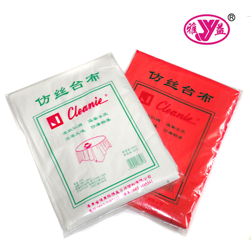 Factory direct Yayi imitation silk tablecloth disposable tablecloth wholesale disposable tablecloth plastic tablecloth red and white