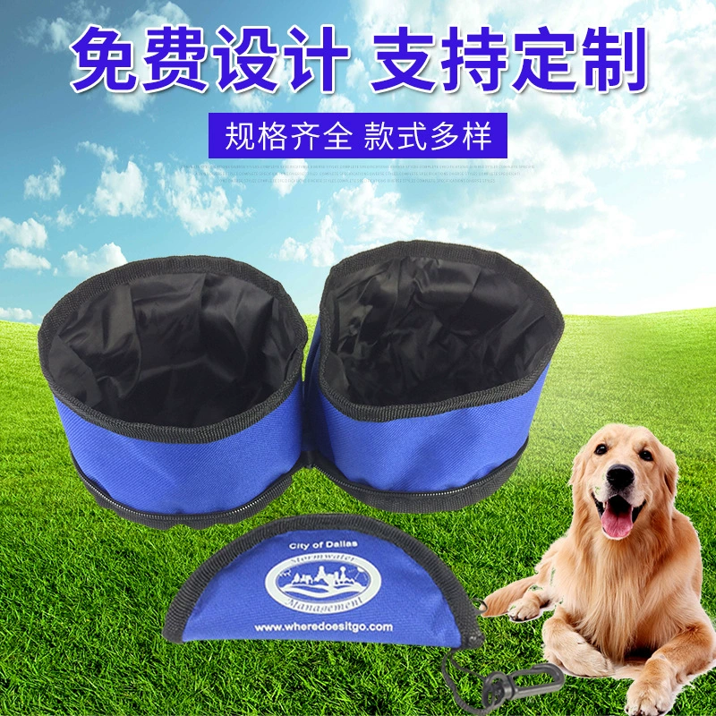 Ткань Оксфорд Водонепроницаемая миска для собак Складная миска для домашних животных Водонепроницаемая Портативная Складная миска для печати логотипа