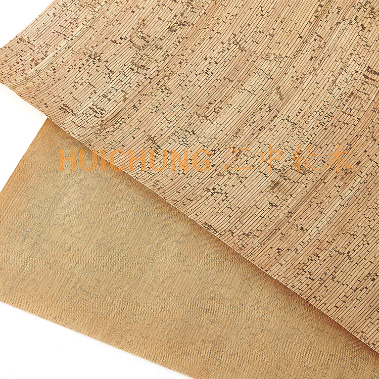 环保天然软木细竹节纹表面碳化Cork 笔记本封面软木人造革面料