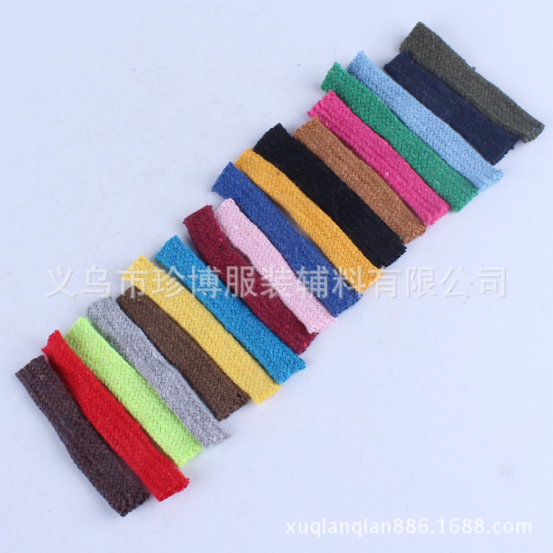 义乌商家现货彩色棉绳 编织空心扁棉带 批发1厘米宽度双层扁棉带