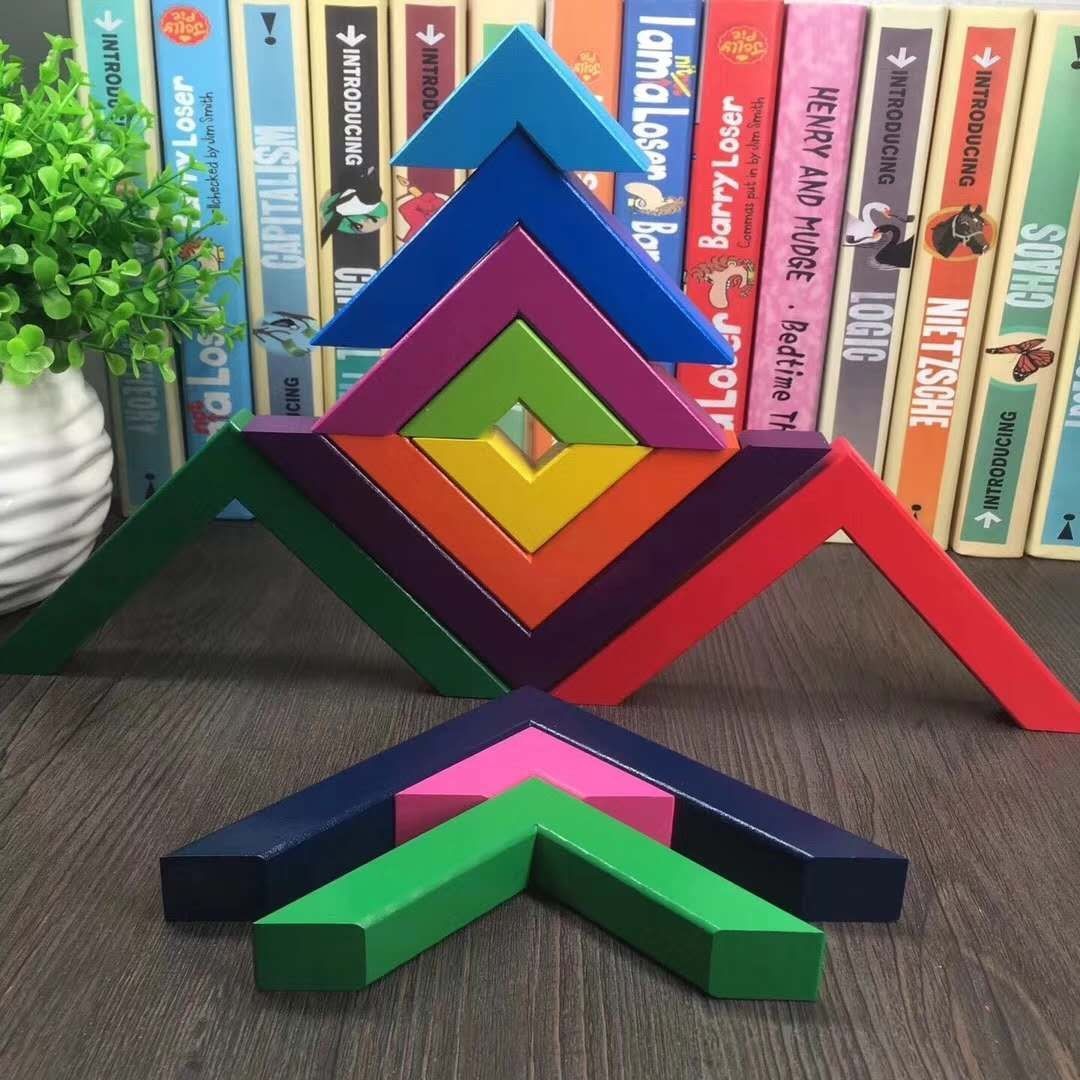 Factory Direct gradient right angle rainbow building blocks cultivate logical thinking ability space building educational toys