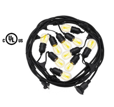 锦婷供应IP65防水LED灯串线美规E26/E27户外装饰 UL系列S14灯头线