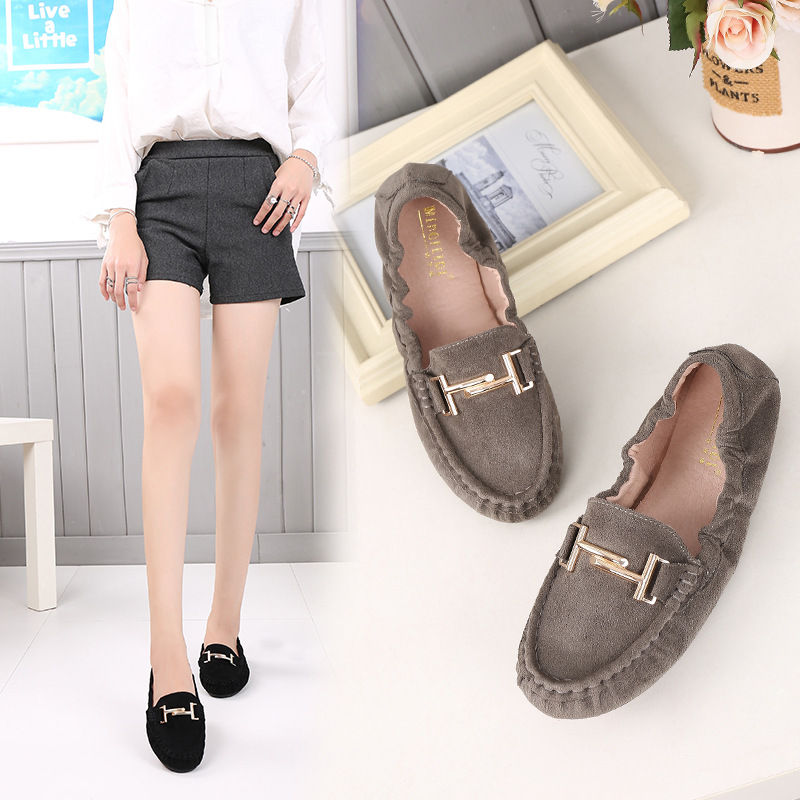 Mocasines para mujer 2023 primavera y verano nuevo estilo coreano deslizamiento-en mujeres embarazadas planas 41-43 más tamaño rollo de huevo antideslizante bombas