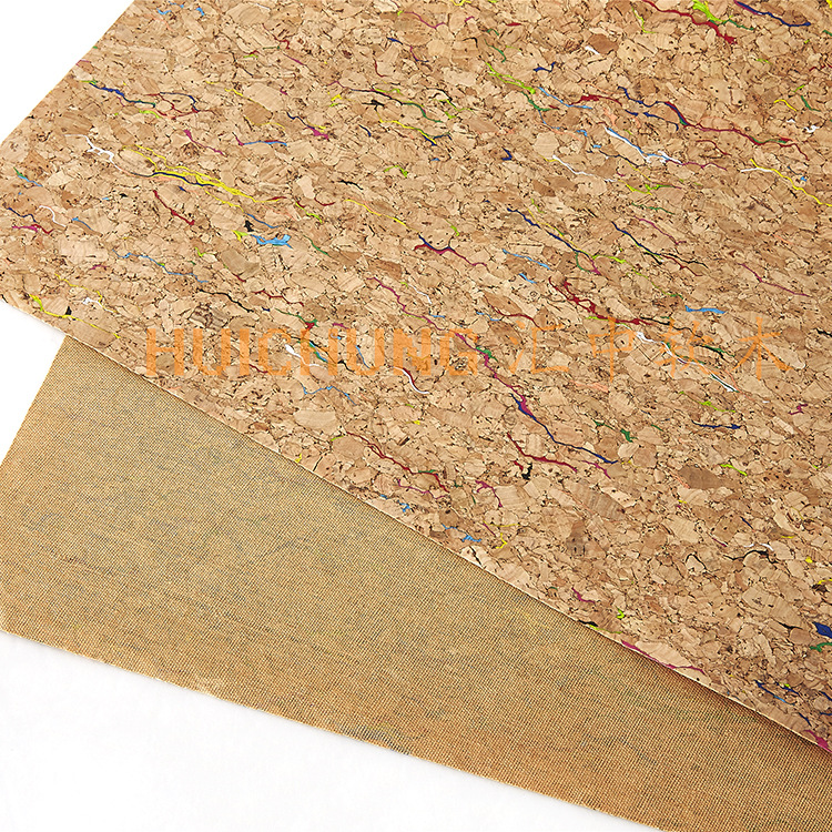 彩色软木布手袋专用面料颗粒 东莞汇中工厂环保软木皮流水EVACork