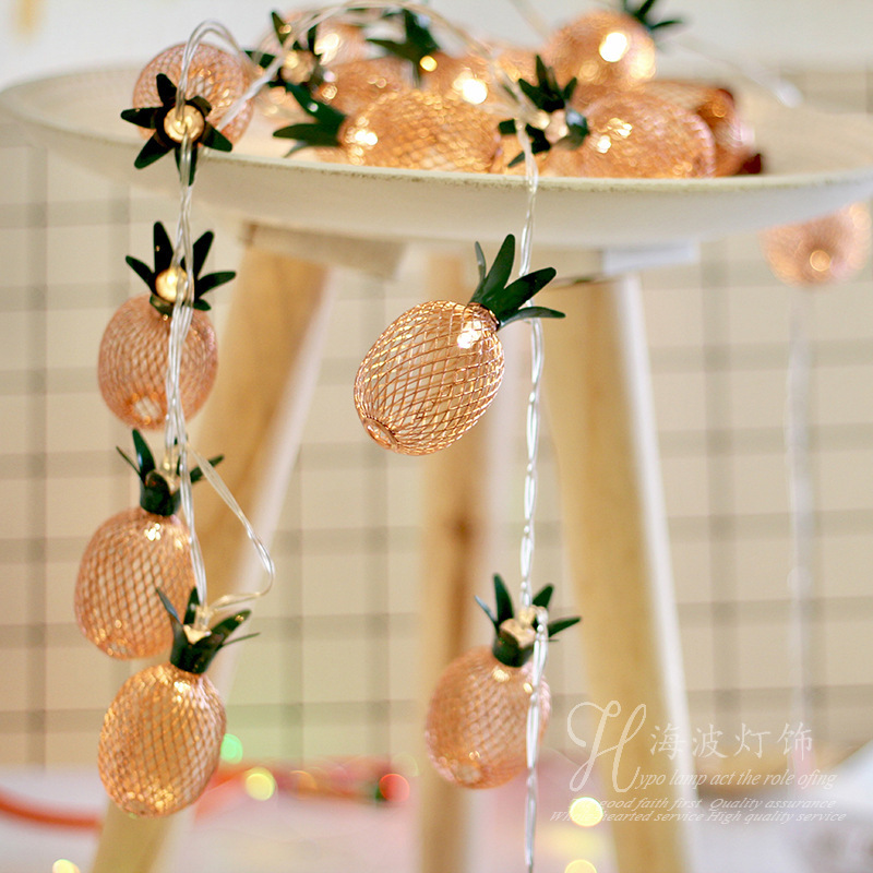 Wrought iron pineapple led string lights fruit lights ins room bedroom New Year holiday party dress battery lights