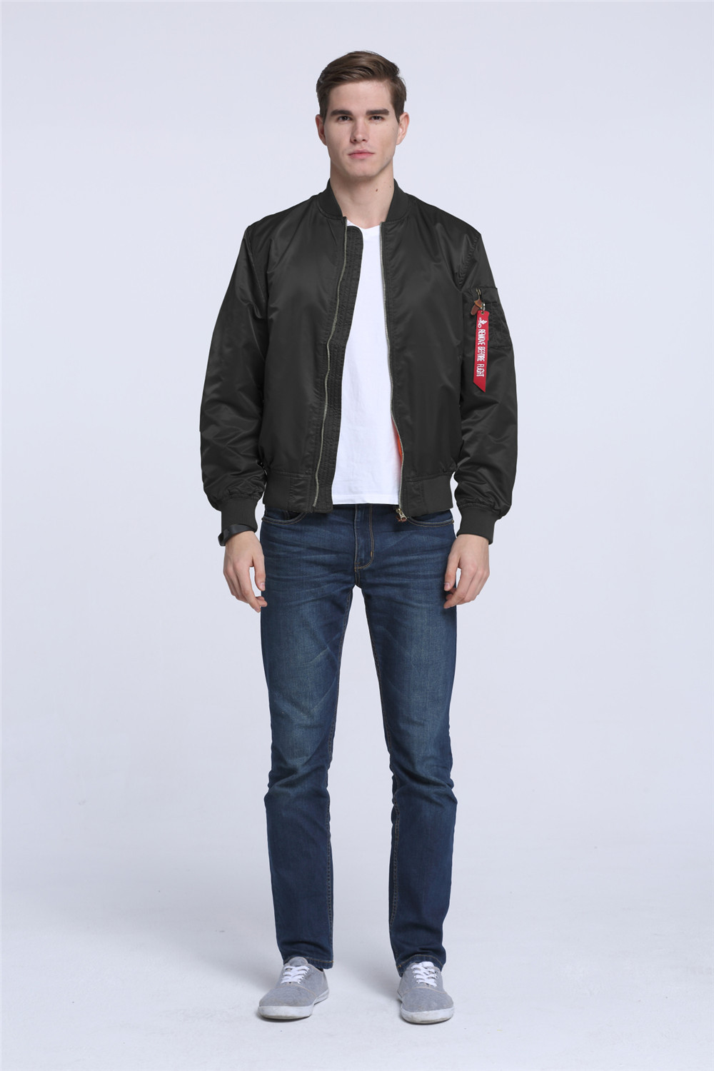 Nueva primavera y otoño delgado más tamaño de los hombres deportes casual stand collar Fuerza Aérea MA1 chaqueta piloto uniforme del béisbol