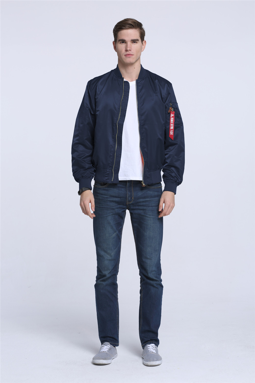 Nueva primavera y otoño delgado más tamaño de los hombres deportes casual stand collar Fuerza Aérea MA1 chaqueta piloto uniforme del béisbol