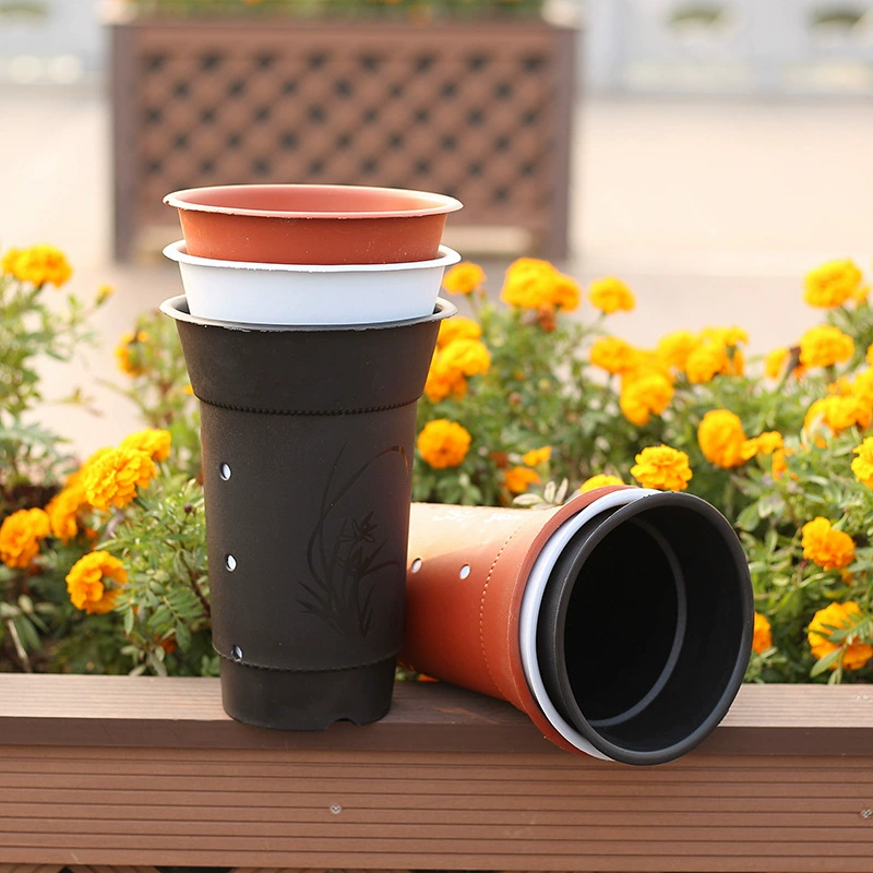 Утолщенный пластиковый цветочный горшок Цветочный горшок для орхидеи Имитация керамического балкона Горшок для зеленых растений Круглый длинный цветочный горшок для тела Оптовая фабрика