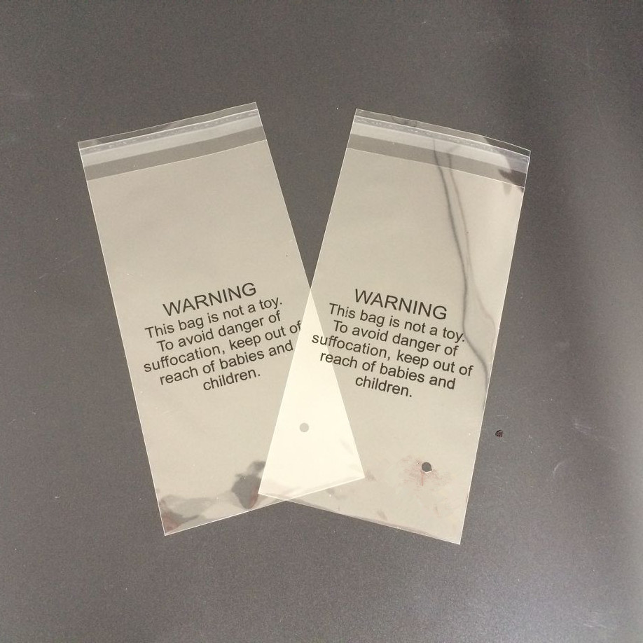 厂家批发带警告语的OPP袋子外贸出口用防窒息塑料粘口袋可回收袋