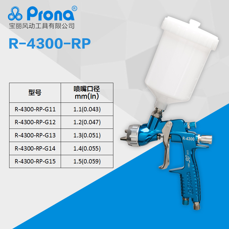 台湾宝丽prona气动喷枪工具R4300-RP高雾化专业汽车手动型喷枪