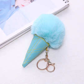 跨境新款仿獭兔毛球钥匙扣挂件 汽车钥匙链包包毛球挂件厂家直销